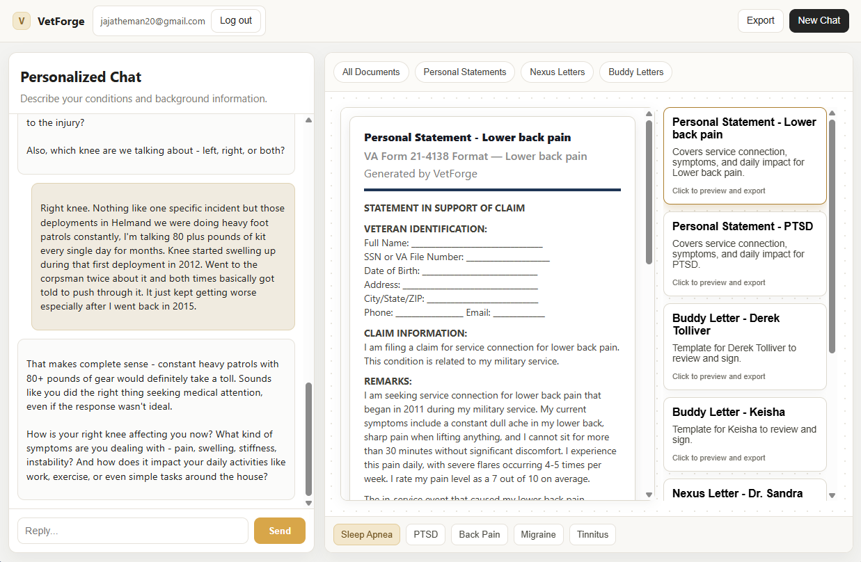 VetForge dashboard preview